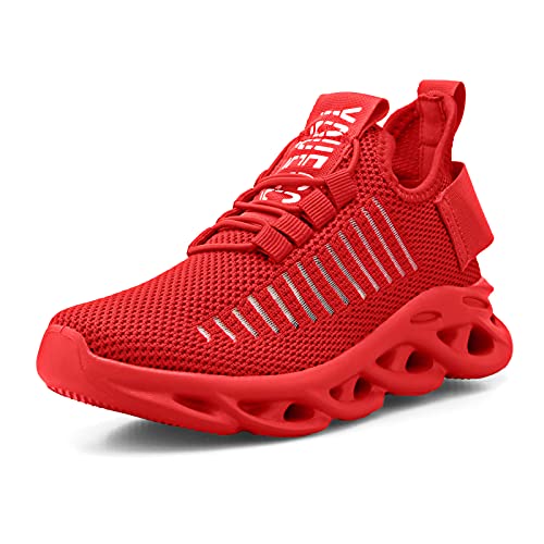 WYSBAOSHU Jungen Sportschuhe Outdoor Laufschuhe Atmungsaktiv Kinder Sneaker Turnschuhe StraßEnlaufschuhe Tennisschuhe Leichte Rot EU26 von WYSBAOSHU