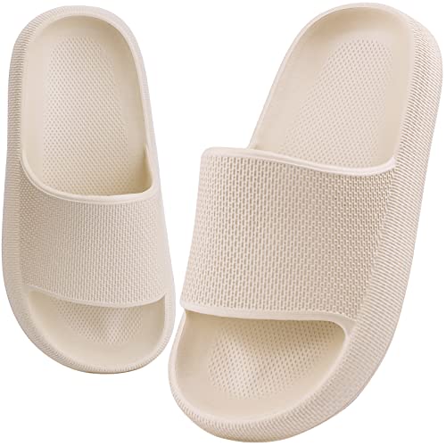 WYSFLY Kinder Sommer Hausschuhe Jungen Badelatschen Mädchen Dusch Badeschuhe rutschfest Sommer Strand Pool Rutsche Sandalen Beige 33EU von WYSFLY