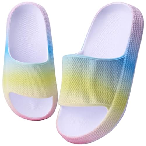 WYSFLY Kinder Sommer Hausschuhe Jungen Badelatschen Mädchen Dusch Badeschuhe rutschfest Sommer Strand Pool Rutsche Sandalen Regenbogen 31EU von WYSFLY