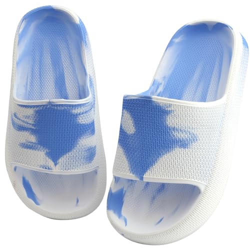 WYSFLY Kinder Sommer Hausschuhe Jungen Badelatschen Mädchen Dusch Badeschuhe Rutschfest Sommer Strand Pool Rutsche Sandalen Weiß Blau 31EU von WYSFLY
