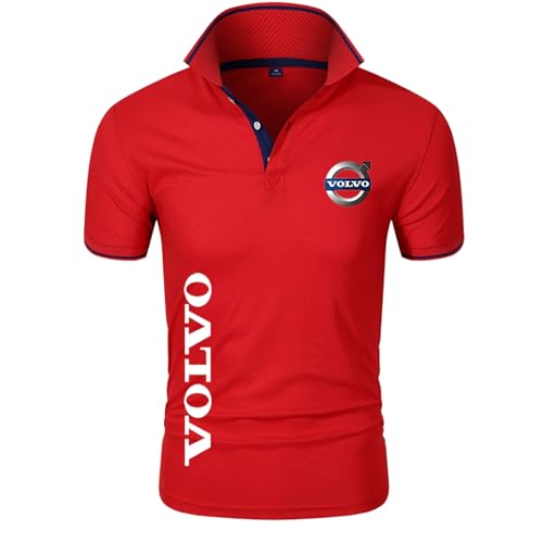 WYSTEN Herren Kurzarm Tshirt Vo-lv.o, Men's Plain Embroidery, Regulärer Schnitt, Bequem Für Den Alltag, Montage(Red,3XL) von WYSTEN