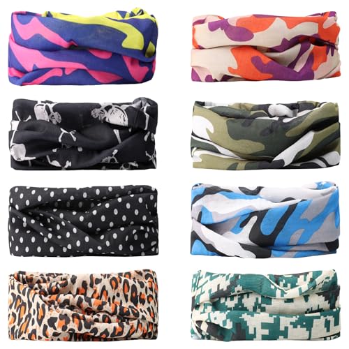 8 Stück Outdoor Multifunktionstuch, Gedruckt Bandanas Multifunktionstuch, Verstellbare Wahl Kopftuch, Elastischer Sport Nahtlose Schal, Komfortabel Unisex Schlauchtuch für Yoga Reiten Motorradfahren von WYTNB