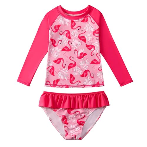 Badeanzug Mädchen 2-Teilige Uv Badebekleidung Kinder Lange Ärmel Stoffdruck Schwimmanzug Uv Shirt Mädchen 6-7 Jahre von WYTbaby