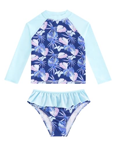 Badeanzug Mädchen 2-Teilige Uv Badebekleidung Kinder Lange Ärmel Stoffdruck Schwimmanzug Uv Shirt Mädchen 7-8 Jahre von WYTbaby
