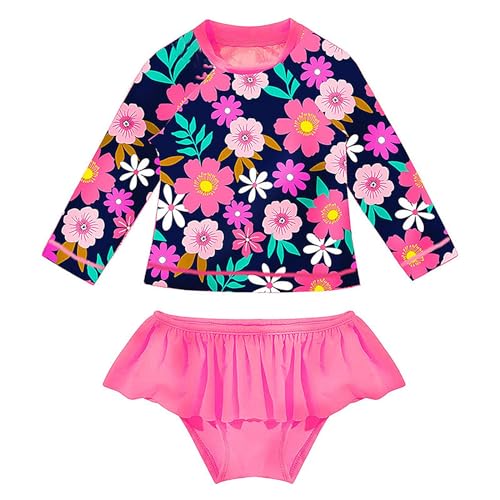 Badeanzug Mädchen Uv Badebekleidung Kinder Lange Ärmel Stoffdruck Schwimmanzug 2-Teilige Uv Shirt Mädchen 3-4 Jahre von WYTbaby