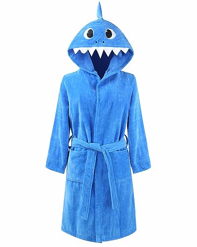 Bademantel Kinder 100% Baumwoll Kinderbademantel mit Kapuze, Weich Flauschiges Frottee Kinder Bademantel Mädchen Jungen , Blau 3-8 Jahre von WYTbaby