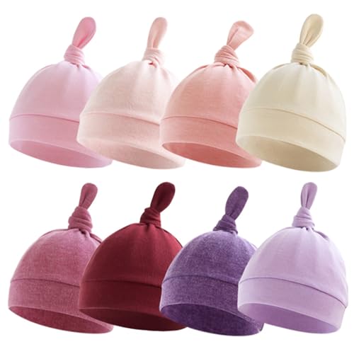 WYTbaby 8 StüCke Baby Mütze Baumwolle Weich Kinder Beanie Mütze Unisex Infant Hut für Baby Jungen Mädchen 0-6 Monate von WYTbaby
