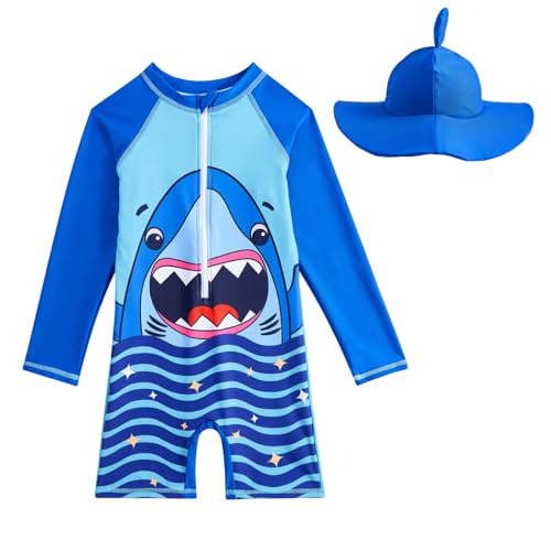 WYTbaby Baby Badeanzug Einteiler Langarm Uv Badebekleidung Mit Sonnenhut Uv Schutz für Baby Junge Mädchen 3-4 Jahre von WYTbaby
