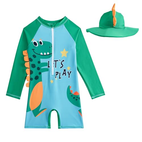 WYTbaby Baby Badeanzug Einteiler Langarm Uv Badebekleidung Mit Sonnenhut Uv Schutz für Baby Junge Mädchen 6-12 Monate von WYTbaby