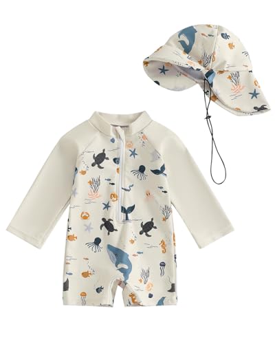 WYTbaby Baby Badeanzug Einteiler Uv Kleidung Baby Langarm Uv Schutzkleidung für Baby Junge 0-3 Monate von WYTbaby