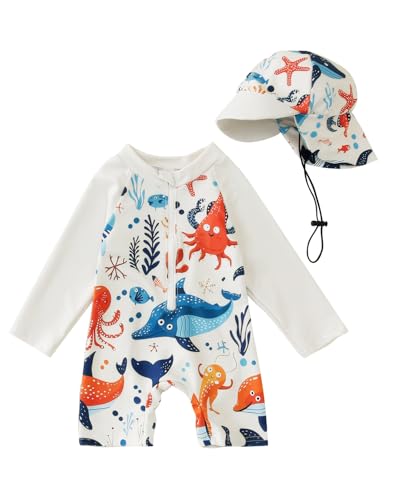 WYTbaby Baby Badeanzug Einteiler Uv Kleidung Baby Langarm Uv Schutzkleidung für Baby Junge 18-24 Monate von WYTbaby