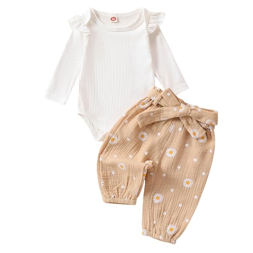 WYTbaby Baby Kleidung Mädchen Langarm Neugeborene Strampler + Lange Hose Set,Bekleidungssets für Baby Mädchen 3-6 Monate von WYTbaby