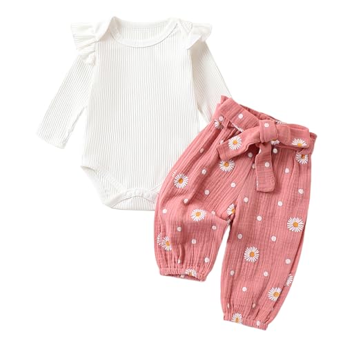 WYTbaby Baby Kleidung Mädchen Langarm Neugeborene Strampler + Lange Hose Set,Bekleidungssets für Baby Mädchen 6-12 Monate von WYTbaby