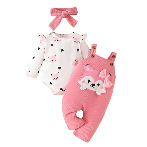 WYTbaby Baby Kleidung Mädchen Langarm Ruffle Strampler+ Lange Hose Set, Bekleidungssets für Baby Mädchen 6-9 Monate von WYTbaby