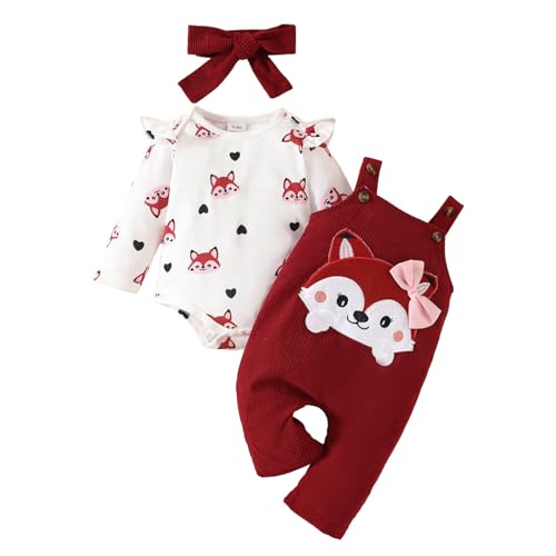 WYTbaby Baby Kleidung Mädchen Langarm Ruffle Strampler+ Lange Hose Set, Bekleidungssets für Baby Mädchen 9-12 Monate von WYTbaby