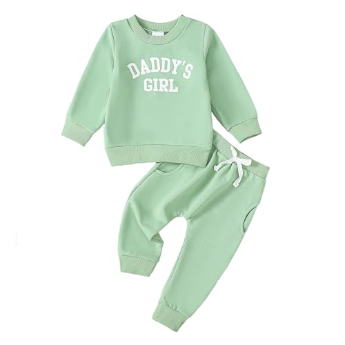 WYTbaby Baby Kleidung Mädchen Neugeborenes Outfits Langarm Pullover Sweatshirt Und Lange Hosen Daddys Girl Hosen Herbst Winter Outfit für 12-18 Monate von WYTbaby