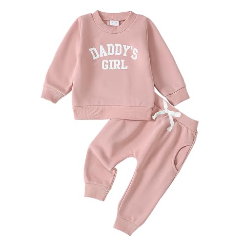 WYTbaby Baby Kleidung Mädchen Neugeborenes Outfits Langarm Pullover Sweatshirt Und Lange Hosen Daddys Girl Hosen Herbst Winter Outfit für 12-18 Monate von WYTbaby