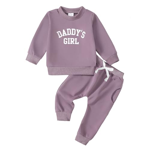 WYTbaby Baby Kleidung Mädchen Neugeborenes Outfits Langarm Pullover Sweatshirt Und Lange Hosen Daddys Girl Hosen Herbst Winter Outfit für 18-24 Monate von WYTbaby