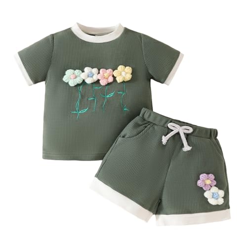 WYTbaby Baby Kleinkind Mädchen Outfits Sommer 3D Blume T-Shirt Top Shorts Set, Perfekte Baby Strampler 12-18 Monate für Frühling Sommer von WYTbaby