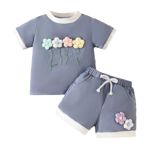 WYTbaby Baby Kleinkind Mädchen Outfits Sommer 3D Blume T-Shirt Top Shorts Set, Perfekte Baby Strampler 18-24 Monate für Frühling Sommer von WYTbaby