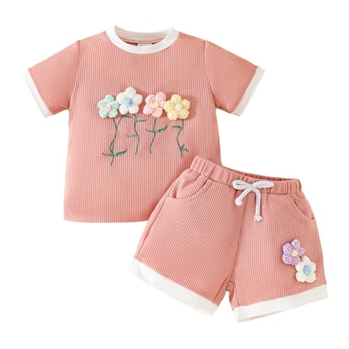 WYTbaby Baby Kleinkind Mädchen Outfits Sommer 3D Blume T-Shirt Top Shorts Set, Perfekte Baby Strampler 18-24 Monate für Frühling Sommer von WYTbaby
