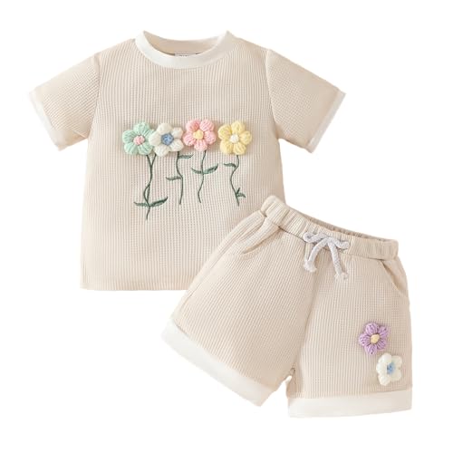 WYTbaby Baby Kleinkind Mädchen Outfits Sommer 3D Blume T-Shirt Top Shorts Set, Perfekte Baby Strampler 3-4 Jahre für Frühling Sommer von WYTbaby