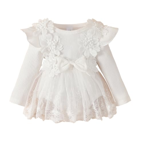 WYTbaby Baby Mädchen Kleid Langarm Neugeborene Babykleidung Rüschen Tüllkleid Prinzessin Tutu Rock für Kleinkind Mädchen 9-12 Monate von WYTbaby