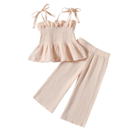 WYTbaby Baby Mädchen Kleidung Kleinkind Sommer Bekleidungsset 2PCS Rüschen Ärmelloses Tops+Lange Hose für Baby Mädchen 12-18 Monate von WYTbaby
