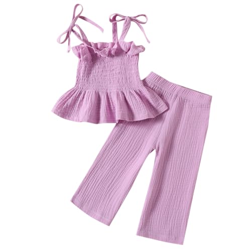 WYTbaby Baby Mädchen Kleidung Kleinkind Sommer Bekleidungsset 2PCS Rüschen Ärmelloses Tops+Lange Hose für Baby Mädchen 12-18 Monate von WYTbaby