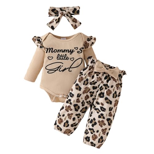 WYTbaby Baby Mädchen Kleidung Langarm Strampler Rüschen Tops Elastische Hosen Sets für Neugeborene Baby Mädchen 0-3 Monate von WYTbaby