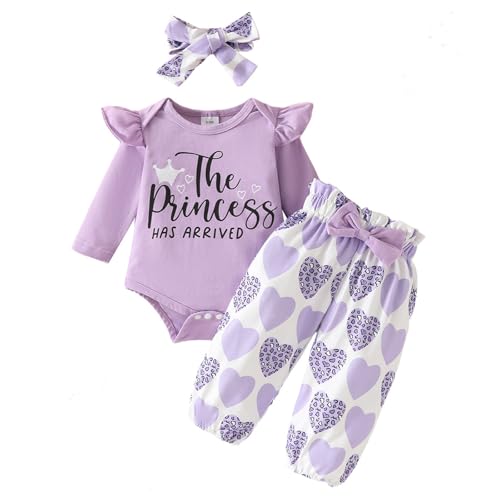 WYTbaby Baby Mädchen Kleidung Langarm Strampler Rüschen Tops Elastische Hosen Sets für Neugeborene Baby Mädchen 3-6 Monate von WYTbaby