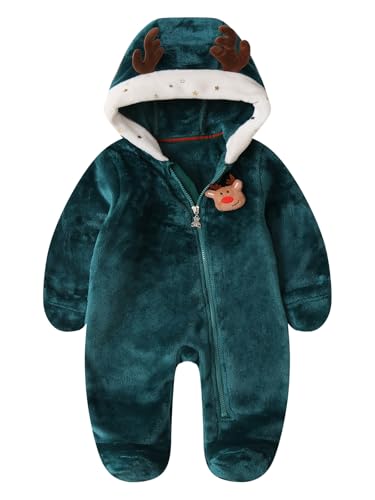 WYTbaby Baby Overall Winter Fleece Schneeanzug Baby Warm Romper mit Kapuze Herbst Winter für Jungen Mädchen 0-3 Monate von WYTbaby