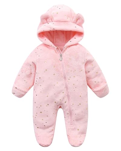 WYTbaby Baby Overall Winter Fleece Schneeanzug Baby Warm Romper mit Kapuze Herbst Winter für Jungen Mädchen 6-9 Monate von WYTbaby