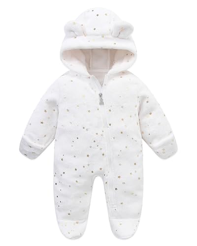 WYTbaby Baby Overall Winter Fleece Schneeanzug Baby Warm Romper mit Kapuze Herbst Winter für Jungen Mädchen 6-9 Monate von WYTbaby