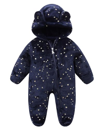 WYTbaby Baby Overall Winter Fleece Schneeanzug Baby Warm Romper mit Kapuze Herbst Winter für Jungen Mädchen 9-12 Monate von WYTbaby