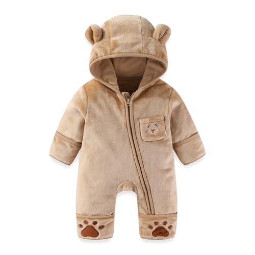 WYTbaby Baby Overall Winter Fleece Schneeanzug Einteiliger Hoodie Strampler Herbst-Winter Kinderkleidung für Mädchen Jungen 0-3M von WYTbaby
