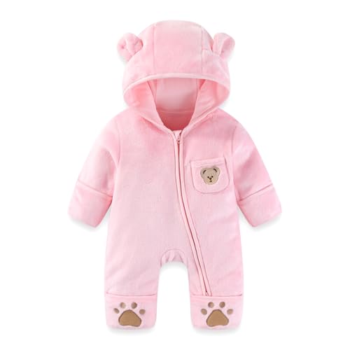 WYTbaby Baby Overall Winter Fleece Schneeanzug Einteiliger Hoodie Strampler Herbst-Winter Kinderkleidung für Mädchen Jungen 3-6M von WYTbaby