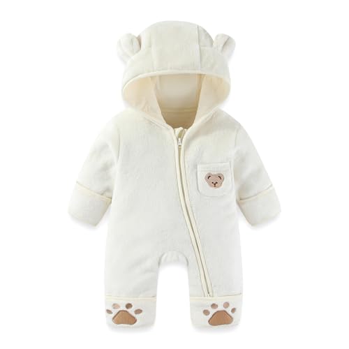 WYTbaby Baby Overall Winter Fleece Schneeanzug Einteiliger Hoodie Strampler Herbst-Winter Kinderkleidung für Mädchen Jungen 3-6M von WYTbaby