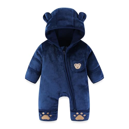WYTbaby Baby Overall Winter Fleece Schneeanzug Einteiliger Hoodie Strampler Herbst-Winter Kinderkleidung für Mädchen Jungen 6-9M von WYTbaby