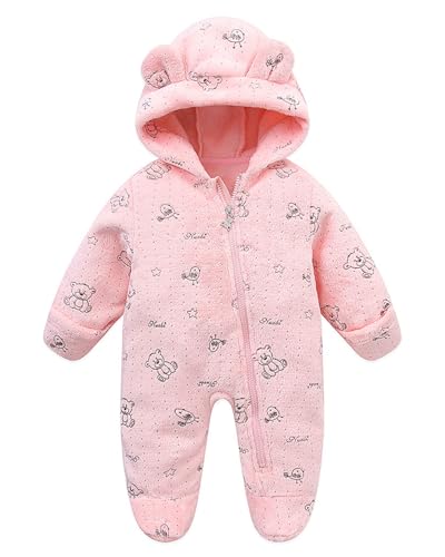 WYTbaby Baby Schneeanzug Fleece mit Kapuze Baby Overall Winter Herbst Warm Romper für Jungen Mädchen 6-9 Monate von WYTbaby