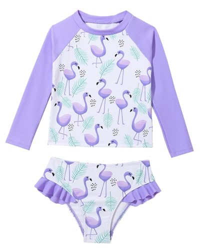 WYTbaby Badeanzug Mädchen Uv Badebekleidung Zweiteile Langarm Schwimmanzug Sets Kinder Mädchen 7-8 Jahre von WYTbaby