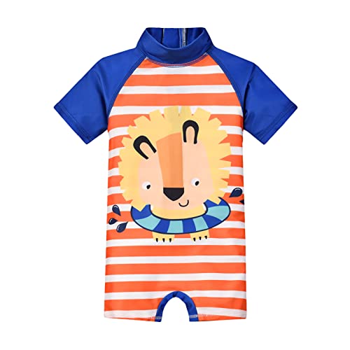 Kinder Jungen Badebekleidung UV Schutz Badeanzug Alles in Eins Sonnenschutz Bademode Einteiler Neoprenanzüge UPF 50+ Schwimmanzug mit Einem Reißverschluss Kurzarm-Hautausschlagschutz von WYTbaby