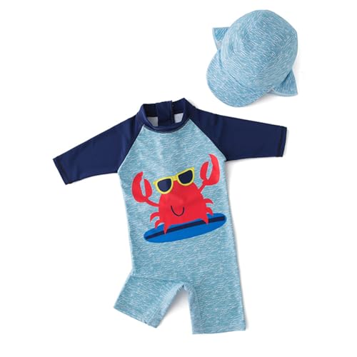 WYTbaby Kinder Jungen Badebekleidung UV Schutz Badeanzug Alles in Eins Sonnenschutz Bademode Einteiler Neoprenanzüge UPF 50+ Schwimmanzug mit Einem Reißverschluss Kurzarm-Hautausschlagschutz von WYTbaby