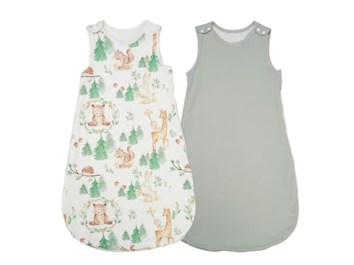 WYTbaby Schlafsack Baby Ganzjahres Ärmellos Schlafsack 1 Tog-100% Baumwolle-Seitlich ReißVerschluss Und Druckknöpfe-2er Pack Babyschlafsack für Mädchen Jungen(Helles Grün, 70cm WYTbaby Schlafsack Baby Ganzjahres Ärmellos Schlafsack 1 Tog-100% Baumwolle-Seitlich ReißVerschluss Und Druckknöpfe-2er Pack Babyschlafsack für Mädchen Jungen(Helles Grün, 70cm von WYTbaby