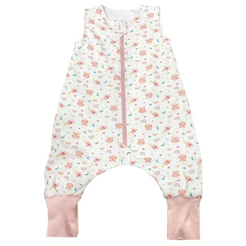 WYTbaby Schlafsack mit Füßen 1.0 Tog, 100% Baumwolle Schlafsack mit Beinen Ganzjahres Babyschlafsack für Junge Mädchen 70cm (Baby Höhe 65-80cm) von WYTbaby