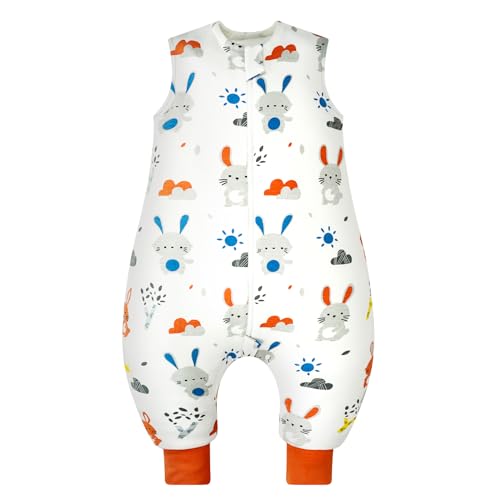 WYTbaby Schlafsack mit Füßen 1.0 Tog, 100% Baumwolle Schlafsack mit Beinen Ganzjahres Babyschlafsack für Junge Mädchen 70cm (Baby Höhe 65-80cm) von WYTbaby
