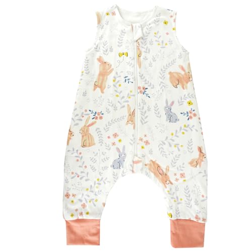 WYTbaby Schlafsack mit Füßen 1.0 Tog, 100% Baumwolle Schlafsack mit Beinen Ganzjahres Babyschlafsack für Junge Mädchen 70cm (Baby Höhe 65-80cm) von WYTbaby