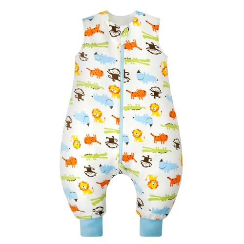 WYTbaby Schlafsack mit Füßen 1.0 Tog, 100% Baumwolle Schlafsack mit Beinen Ganzjahres Babyschlafsack für Junge Mädchen 80cm (Kinder Höhe 80-90cm) von WYTbaby