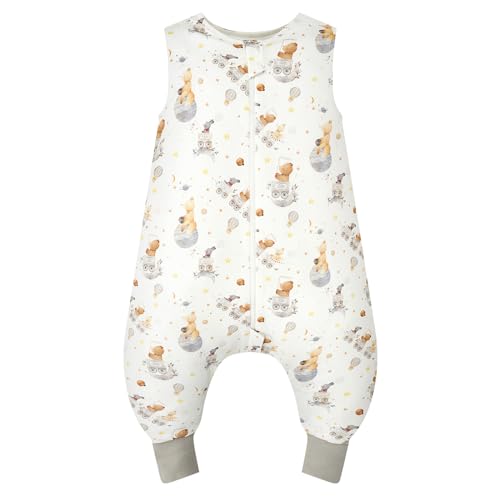 WYTbaby Schlafsack mit Füßen 1.0 Tog, 100% Baumwolle Schlafsack mit Beinen Ganzjahres Babyschlafsack für Junge Mädchen 90cm (Kinder Höhe 90-100cm) von WYTbaby