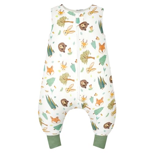 WYTbaby Schlafsack mit Füßen 1.0 Tog, 100% Baumwolle Schlafsack mit Beinen Ganzjahres Babyschlafsack für Junge Mädchen 90cm (Kinder Höhe 90-100cm) von WYTbaby